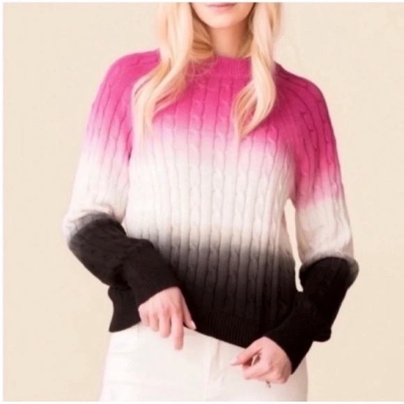 Veda Sweaters - Veda Crema Dip Dye Cable Knit Pullover Sweater